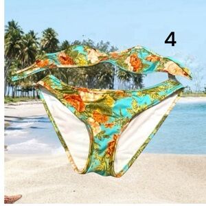 ASOS Floral Halter Bikini Top Size 32A Bottoms Sz 4 Very Pretty Teal